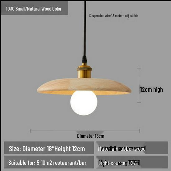 Nordic Retro Solid Wood Chandelier: Homestay, Bedroom, Bedside, Teahouse, Study, Bar Light