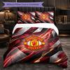 Juego de Cama de 3 Piezas con Patrón del Manchester United Suave Microfibra Funda Nórdica con Fundas de Almohada para Dormitorio