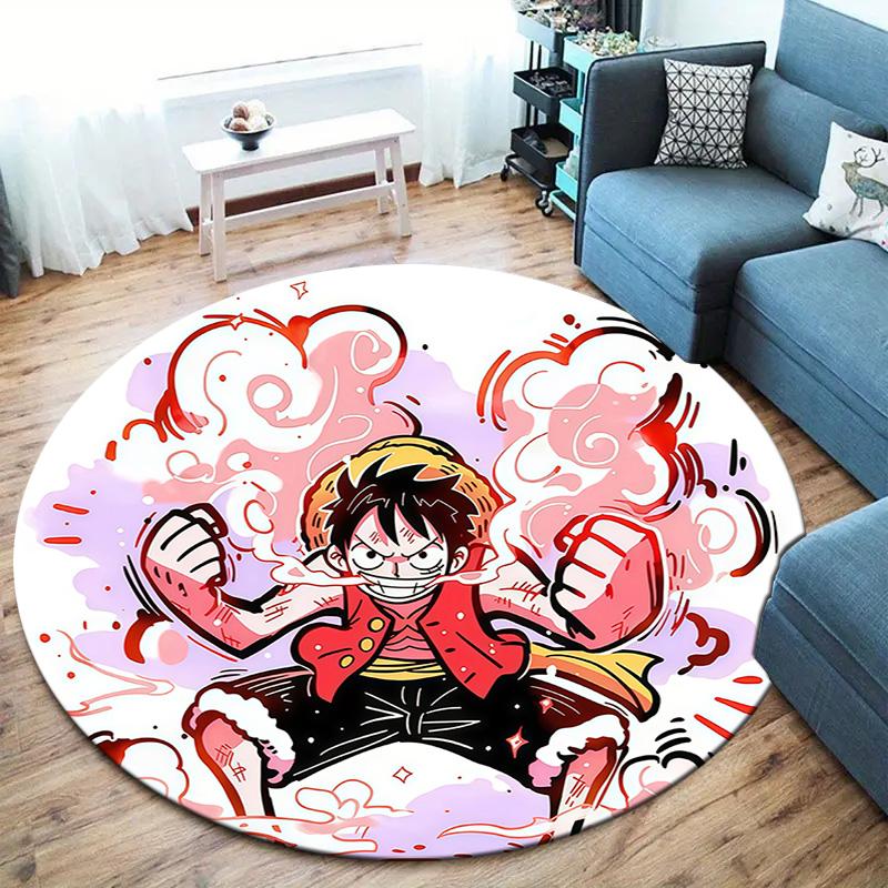 One Piece Monkey D Luffy Round Area Rug Carpet Rug For Living Room Bedroom Sofa Playroom Decor Nonslip Floor Mat