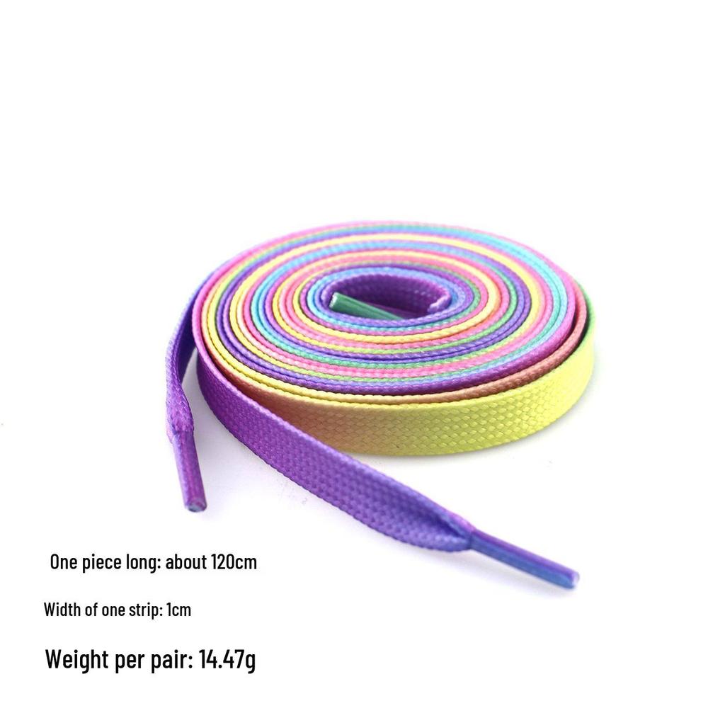Colorful Rainbow Gradient Polyester Shoelaces for Sneakers and Canvas Shoes - Fun and Creative Laces for Kids