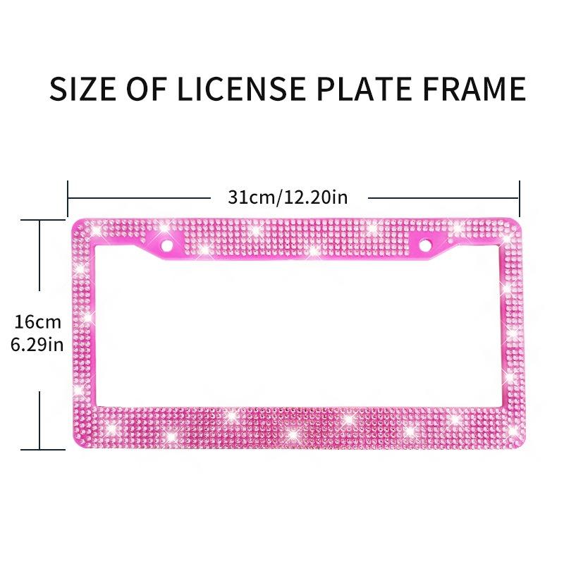 1/2Pcs New Bling Crystal Car License Plate Frame Women Rhinestone License Plate Frame Cover Holder Car Accessories With Screw