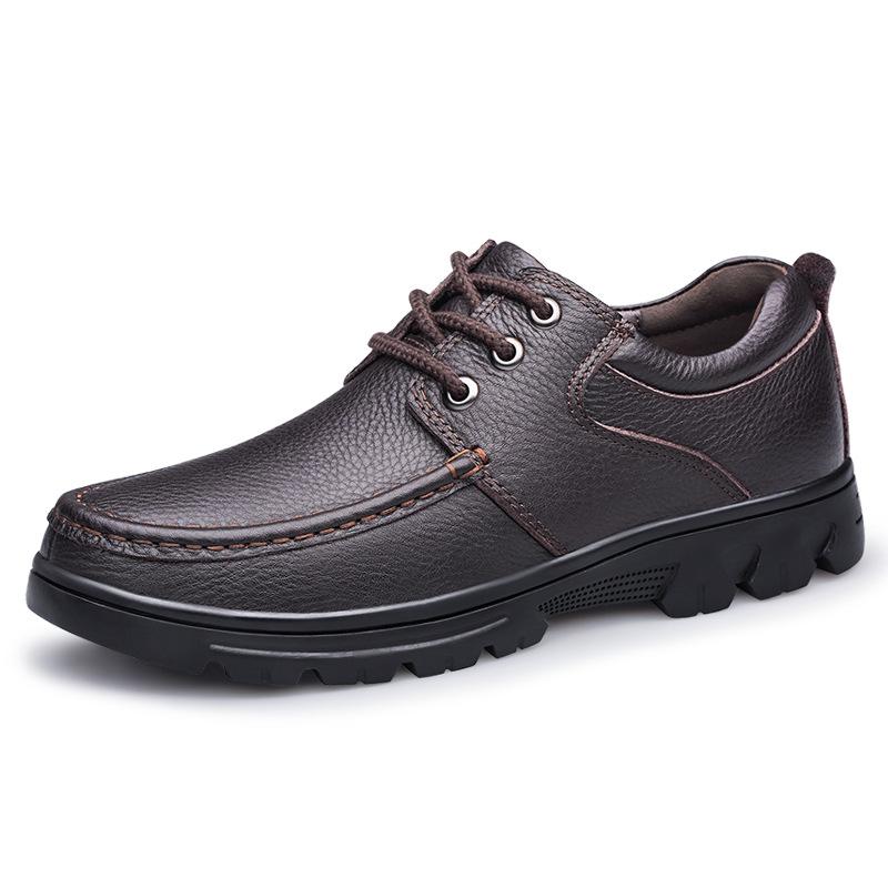 Spring and Autumn large-size shoes large-size cotton hole casual shoes leather shoes middle-aged men's shoes