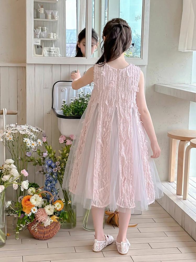 Girls' dress 26 summer new shiny mesh princess dress elegant fairy dress big children's dress