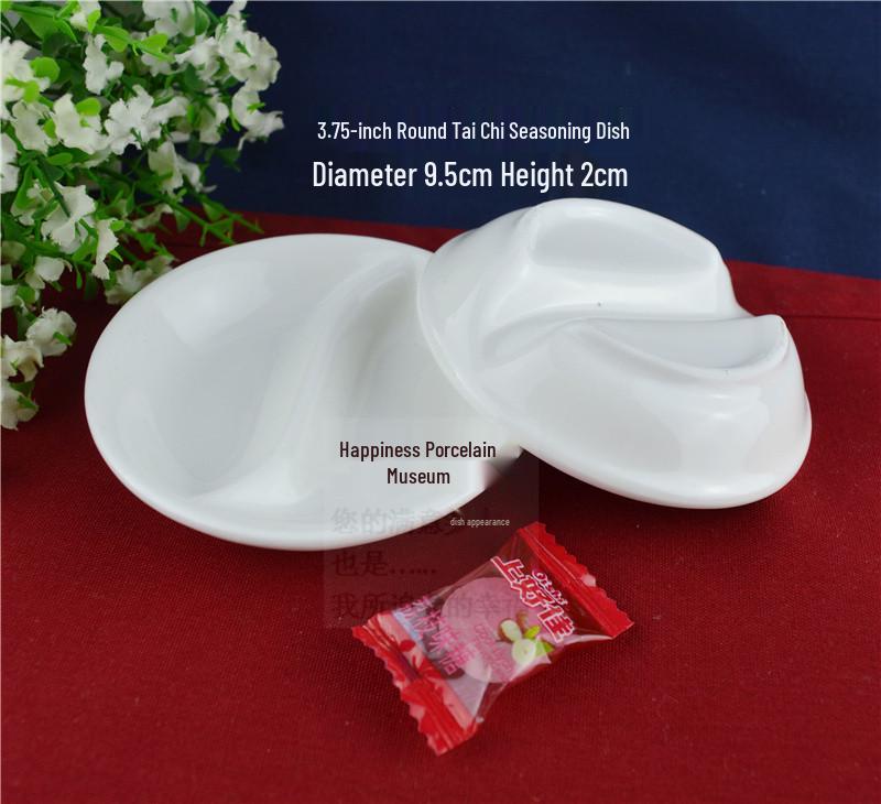 Multi-Compartment Ceramic Seasoning and Dipping Dishes for Soy Sauce, Vinegar, and Mustard