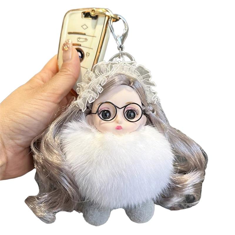 Stuffed Doll Keychain Cute Girl Portable Plush Toy Lightweight Keychain for Backpack infant Kids Girls Plush Animals