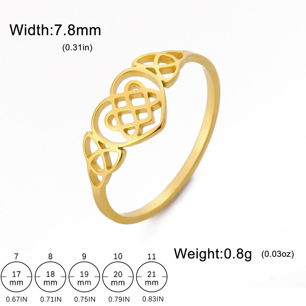 LIKGREAT Classic Hollow Love Heart Celtics Knot Rings Vintage Silver Color Wedding Party Gifts For Women Fashion Amulet Jewelry