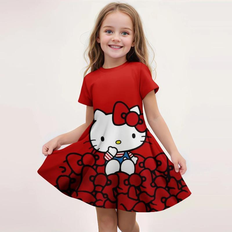 Popular Kawaii Summer Children's New Fashion Girl Dress Comfortable Home Outdoor Cartoon