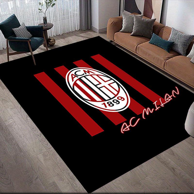 Schwarzer ACM Flanell Bedruckter Teppich, Heim Sofa Dekoration für Wohnzimmer & Schlafzimmer, Rutschfeste Spiel Flanell Bodenmatte für Spielzimmer
