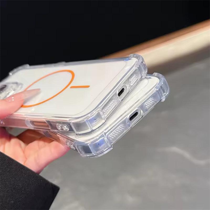 Luxury Airbag Shockproof Clear For Magsafe Case For iPhone 11 12 13 14 15 16 Pro Max Plus Magnetic Wireless Charge Bumper Cover