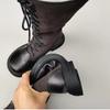 G&Zaco Luxury brand Knight Boots Genuine Leather Real Wool Women's Boots Knee-high Sheepskin Fur Anti Slip Thick Cotton Warm Lace Up Long Boots 3337