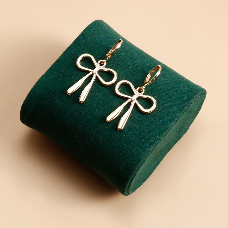 Elegant Gold Plated Metal Earring Unique and FashionableThin Hoop Earring with Unique Details Cute Bowknot Ear Rings