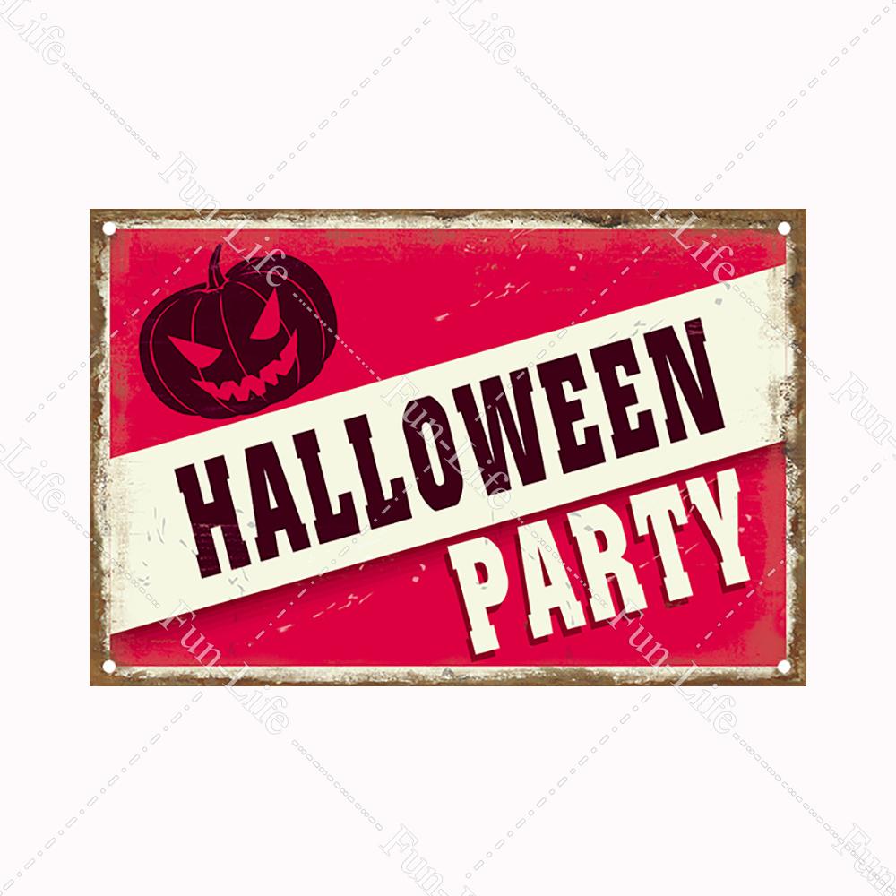 Halloween Pumpkin Tin Sign Vintage Plate Bat Poster Painting Festival Metal Signs Bar Art Party School Wall Home Decor 20x30cm