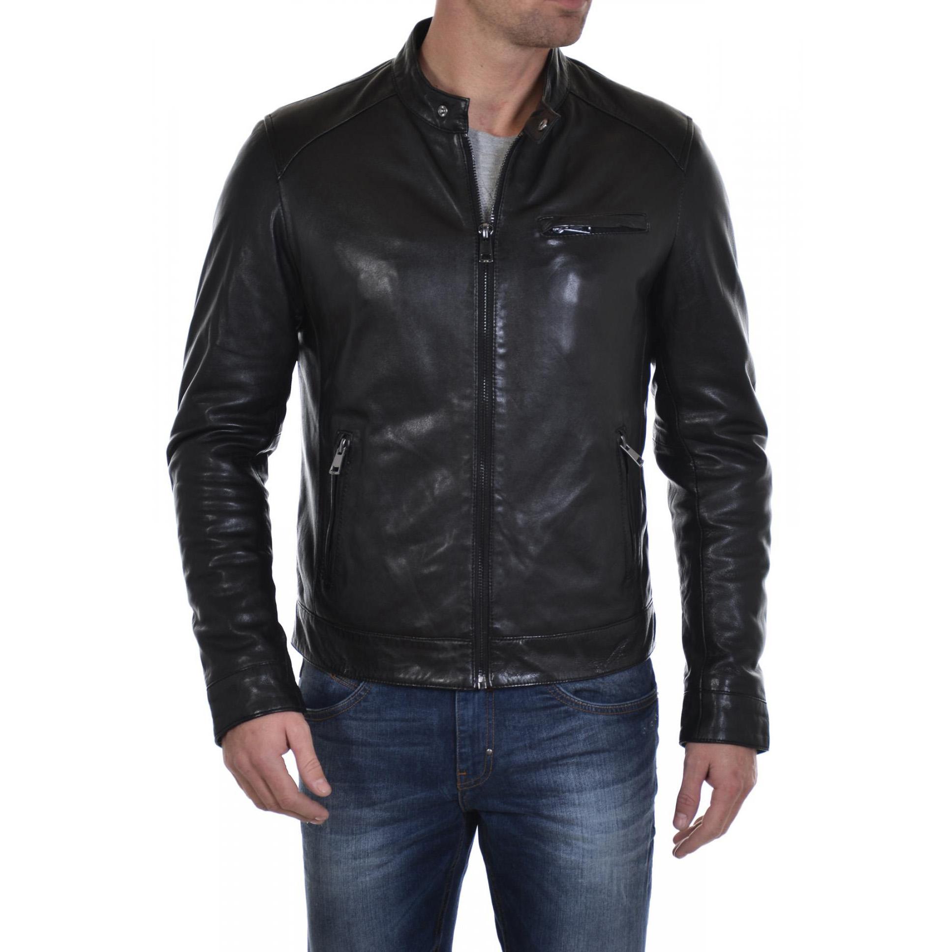 

SkinOutfit Men s Genuine Lambskin Black Leather Jacket Stylish Motorcycle Bomber Biker Outerwear MJ 212 S чорний