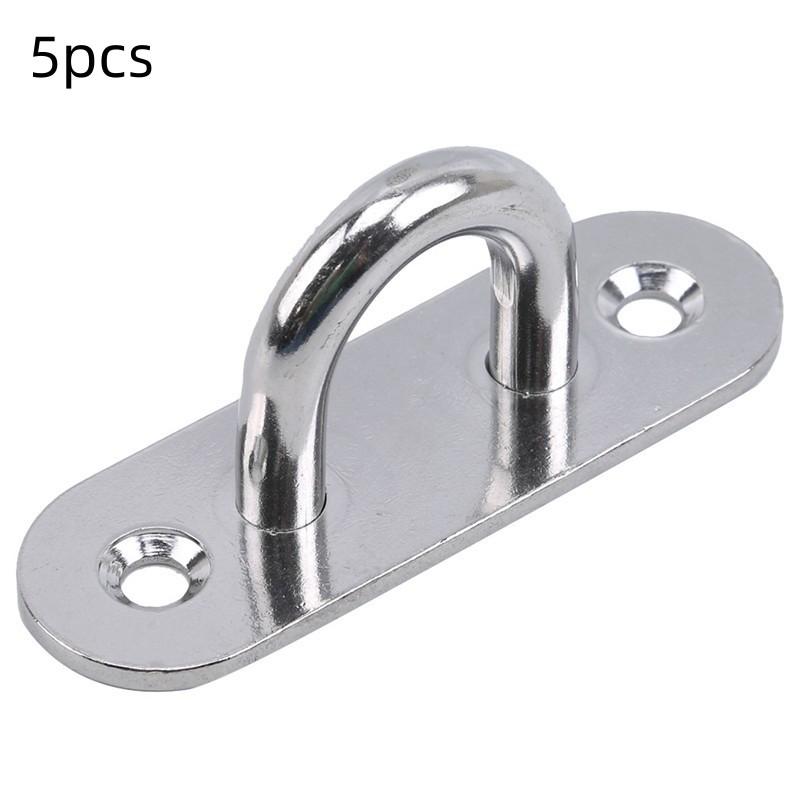 1/5pcs Hooks Eye Plate Heavy Oblong Duty Steel Stainless Pad Mount Wall U Boat Ceiling Hanger Ring Garage Hammock D Design Shape