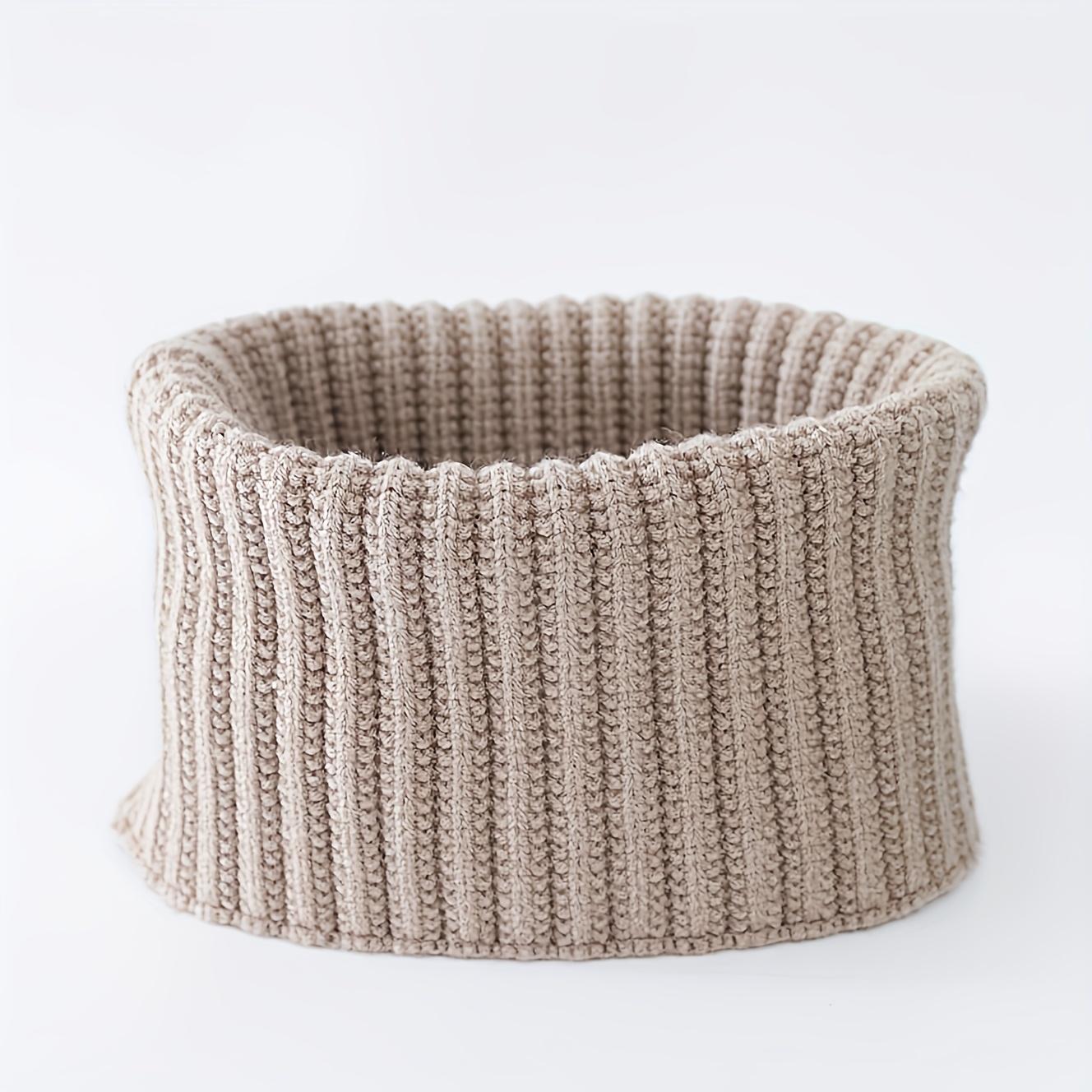 

1pc Unisex Winter Neck Warmer Scarf - Thick Warm Elastic Collar, Beige/Grey/Black/Brown, Convertible Headband-like Accessory