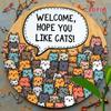 Funny Cat Metal Sign, Welcome Hope You Like Cats, Vintage Retro Satirical Circular Wall Decor, 2D Flat Home Man Cave Decoration