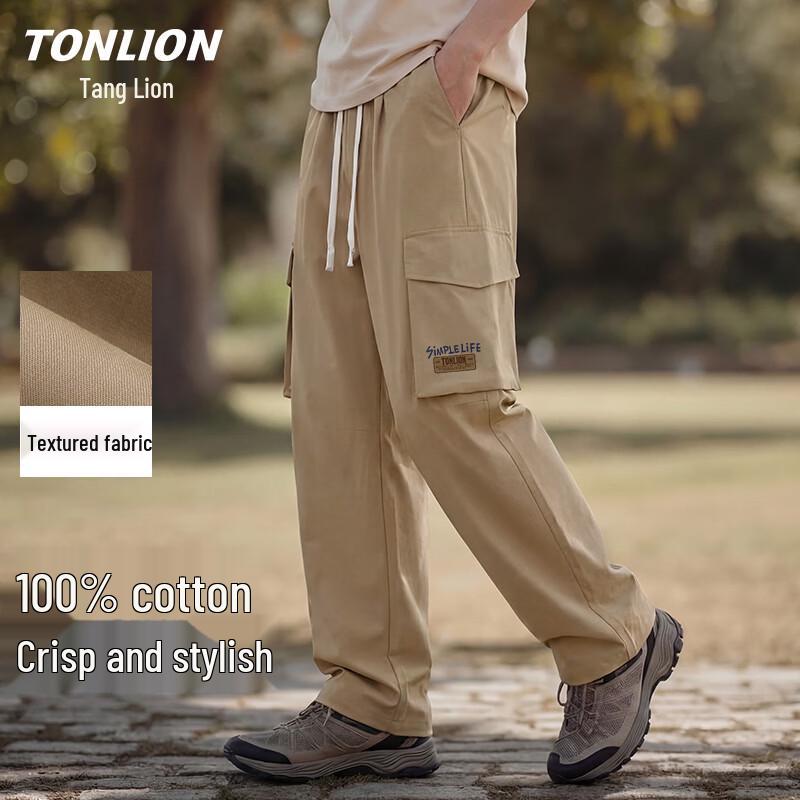 TonLion Men s Cotton Straight-Leg Cargo Pants L