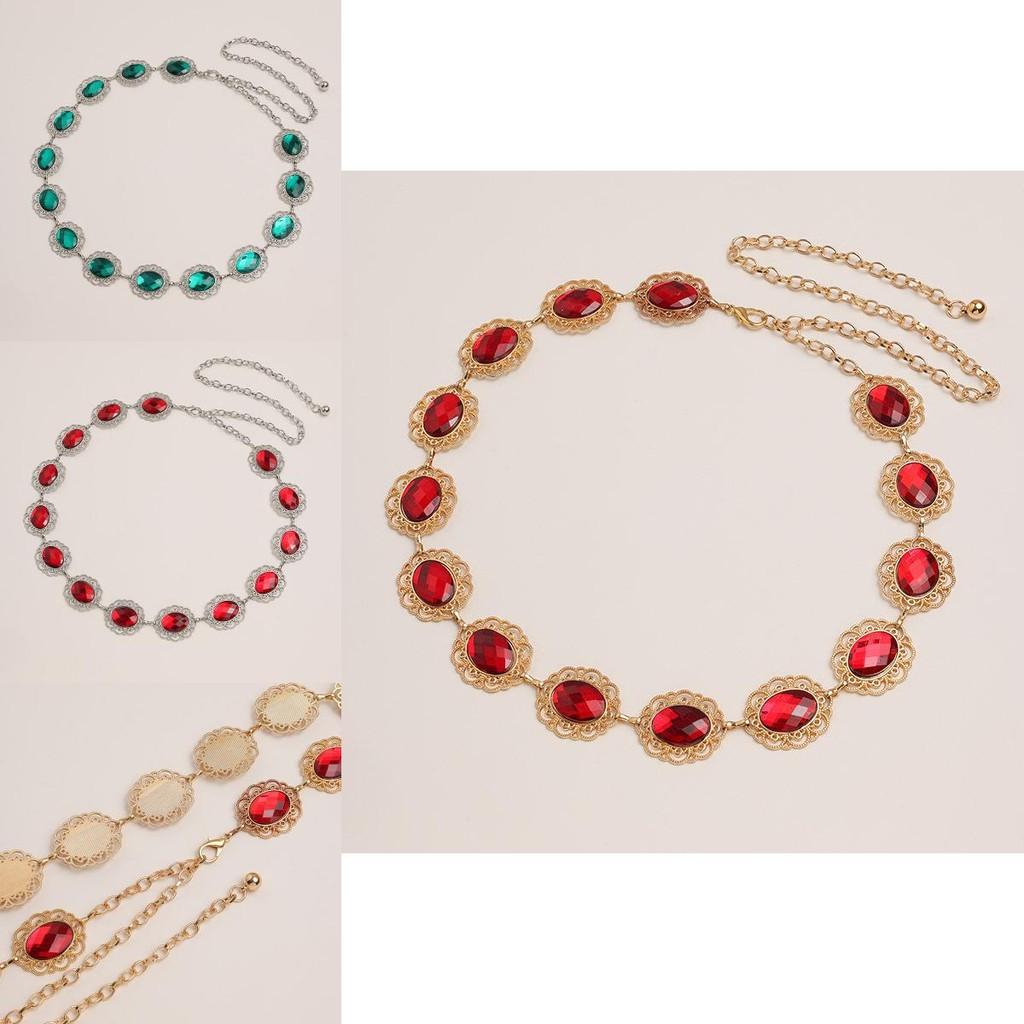 Elegant Female Metal Hollow Waist Chain With Rhinestone Buckle For Summer Fashion Accessories