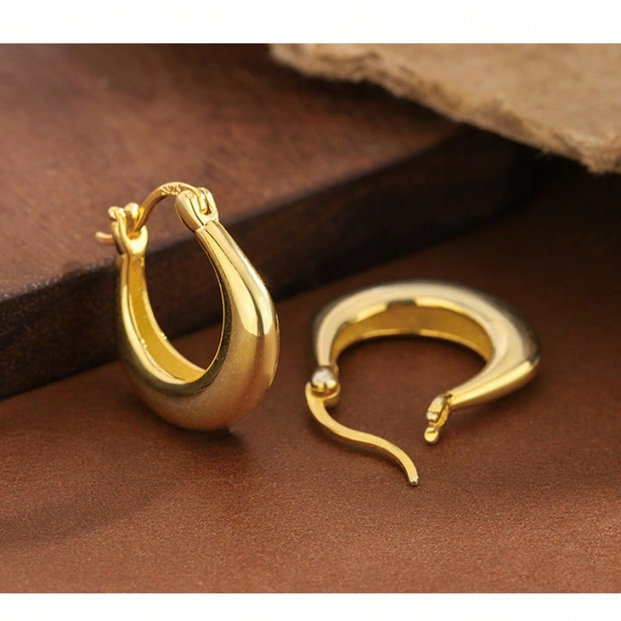 Small Fat Ring Earrings Summer Women's Light Luxury Plain Ring Ear Buckle Niche Design Earrings