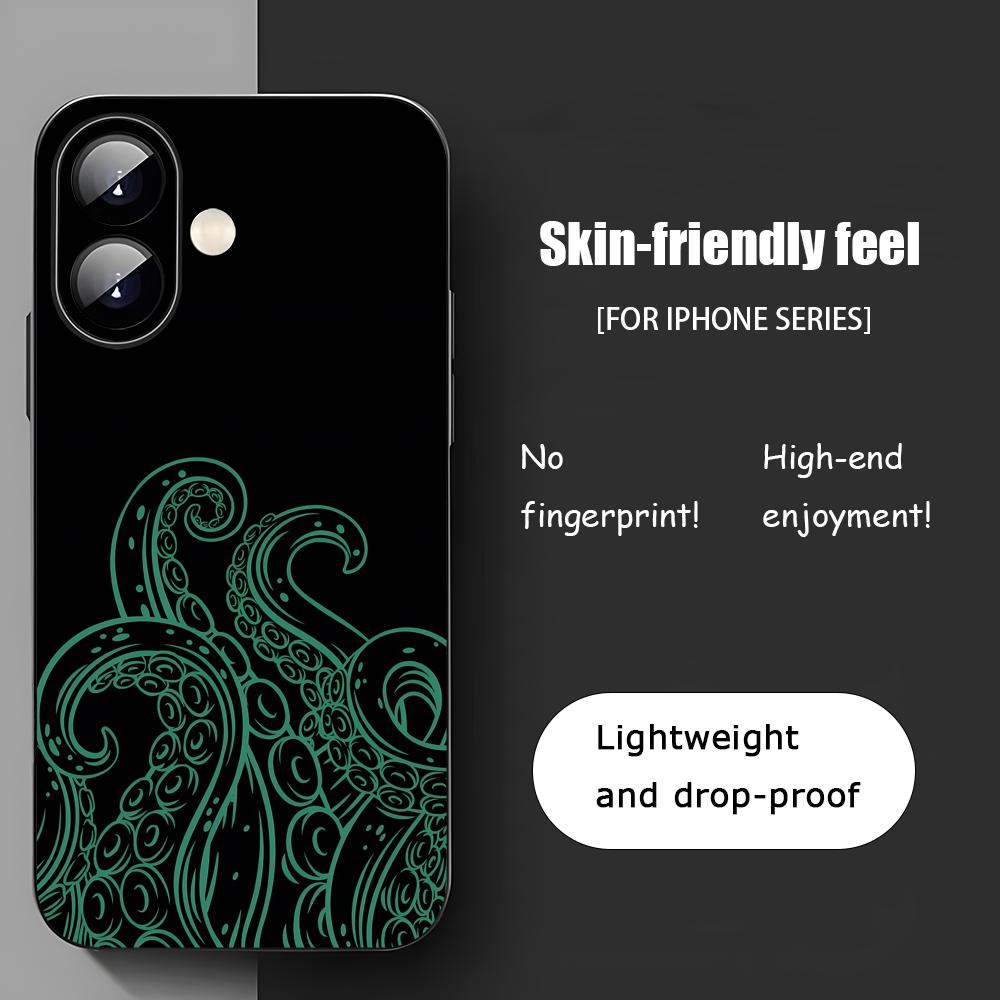 Art Octopus Tentacles Cool Phone Case For iPhone 17 16 15 14 13 12 11 X XR XS 8 Plus Mini Pro Max Soft Black Shockproof Cover