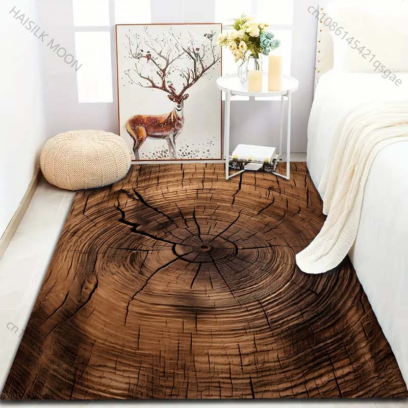 Vintage Tree Rings Printed Carpet for Bedroom Living Room Bedside Sofa Floor Mat Modern Home Decor Area Rug Large Size