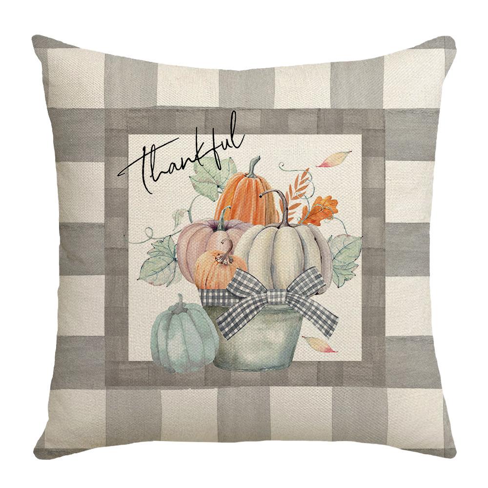 Thanksgiving Pillow New Pumpkin Farm Car Maple Leaf Gray Festival Party Decoration Sofa Pillow Cover