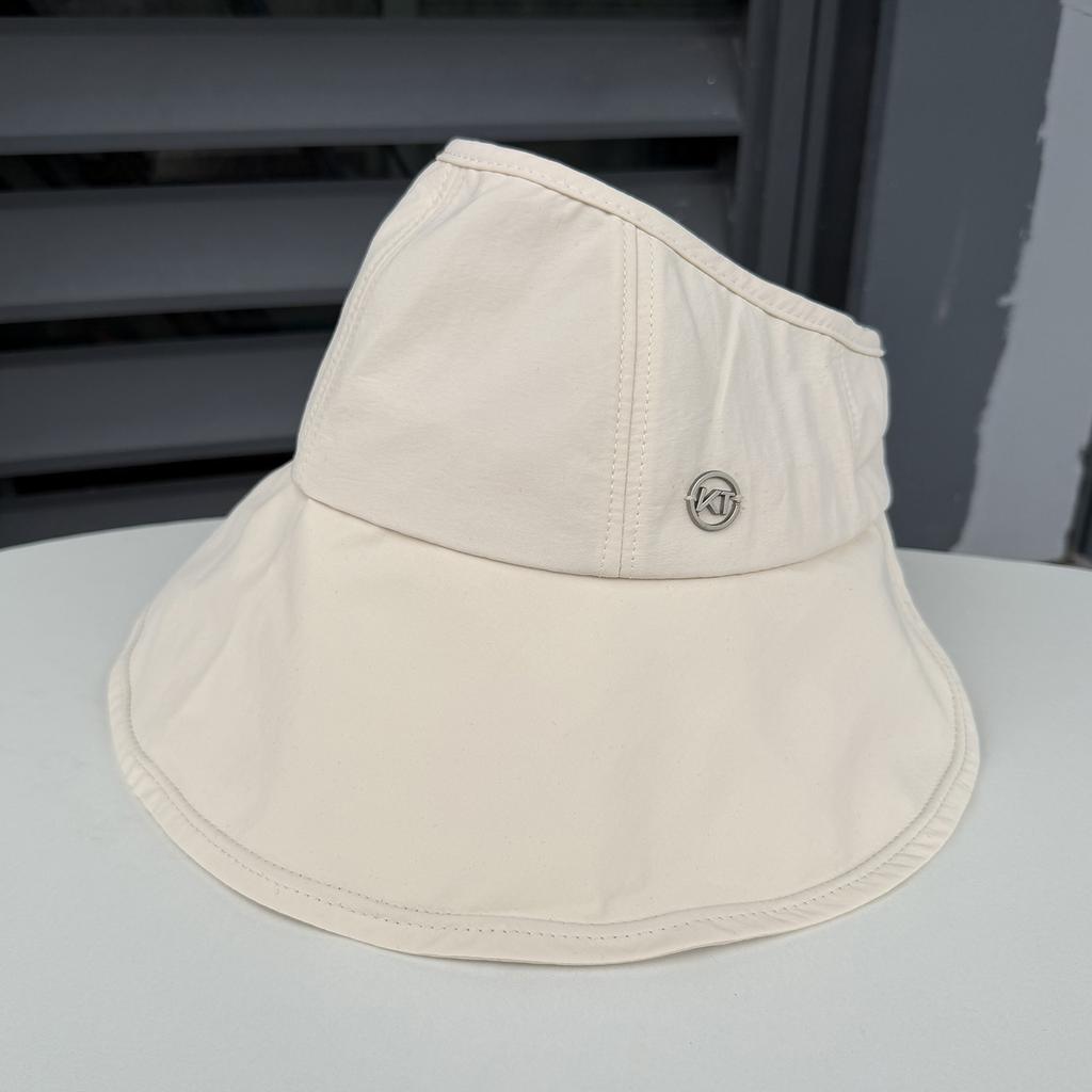 Large brim empty top hat women's summer outdoor foldable windproof sun hat breathable quick drying sun hat can tie ponytail