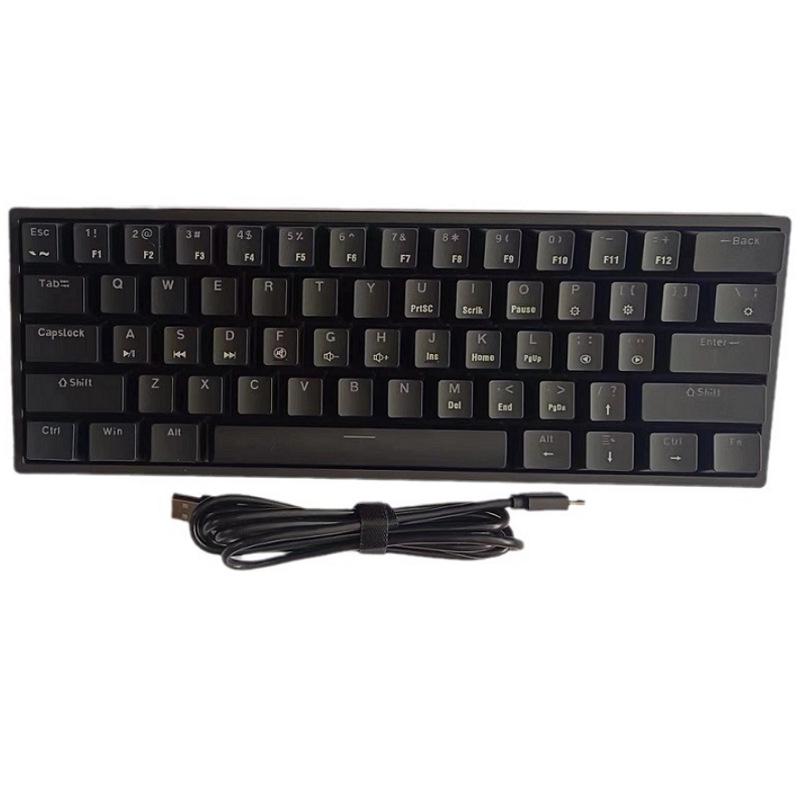 BAJEAL K101 Wired 61-Key Blue Axis Portable Luminous Mechanical Gaming Keyboard