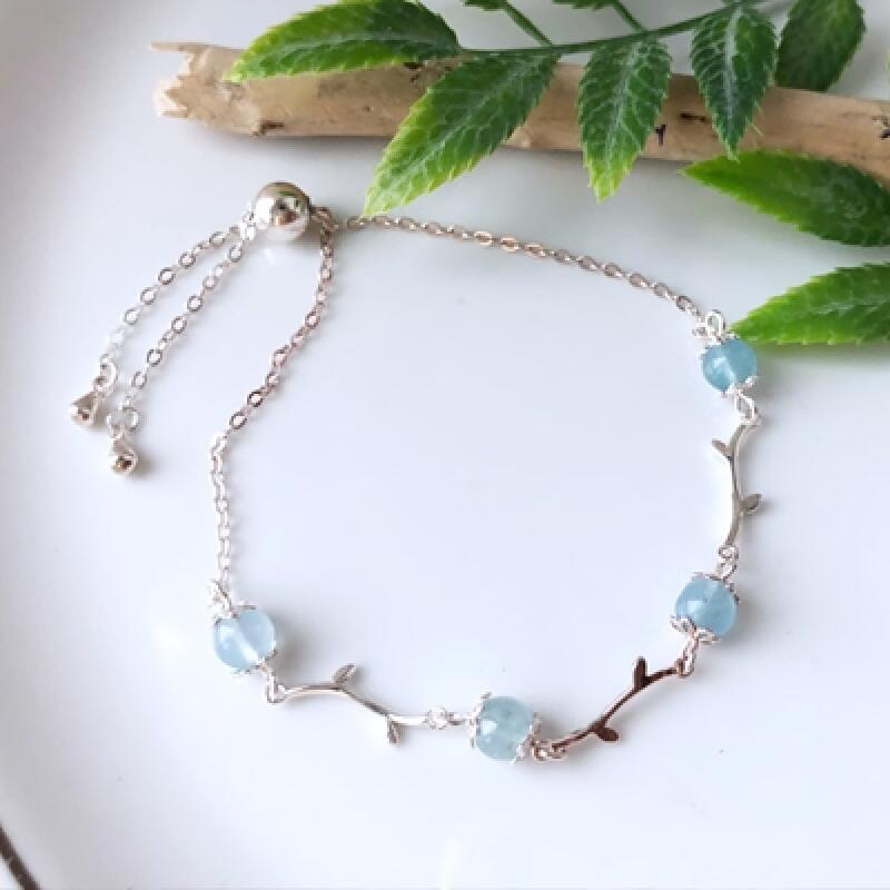 925 Bracelet/Anklet BS002 Blue Gem Bracelet Anklet 925 Silver Anklet Silver Anklet