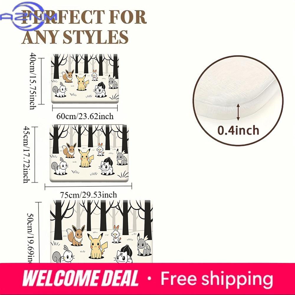 Pokemon Cute Pikachu & Friends Print Doormat Non-Slip Absorbent Floor Mat for Indoor Entrance