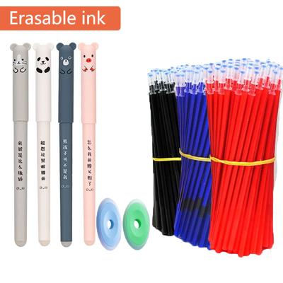 Canetas de gel apagáveis kawaii, 4 + 2 + 20 unidades, 0.35mm, à prova d'água, azul/preto/vermelho, tinta gel, artigos de papelaria, material escolar para estudantes de escritório