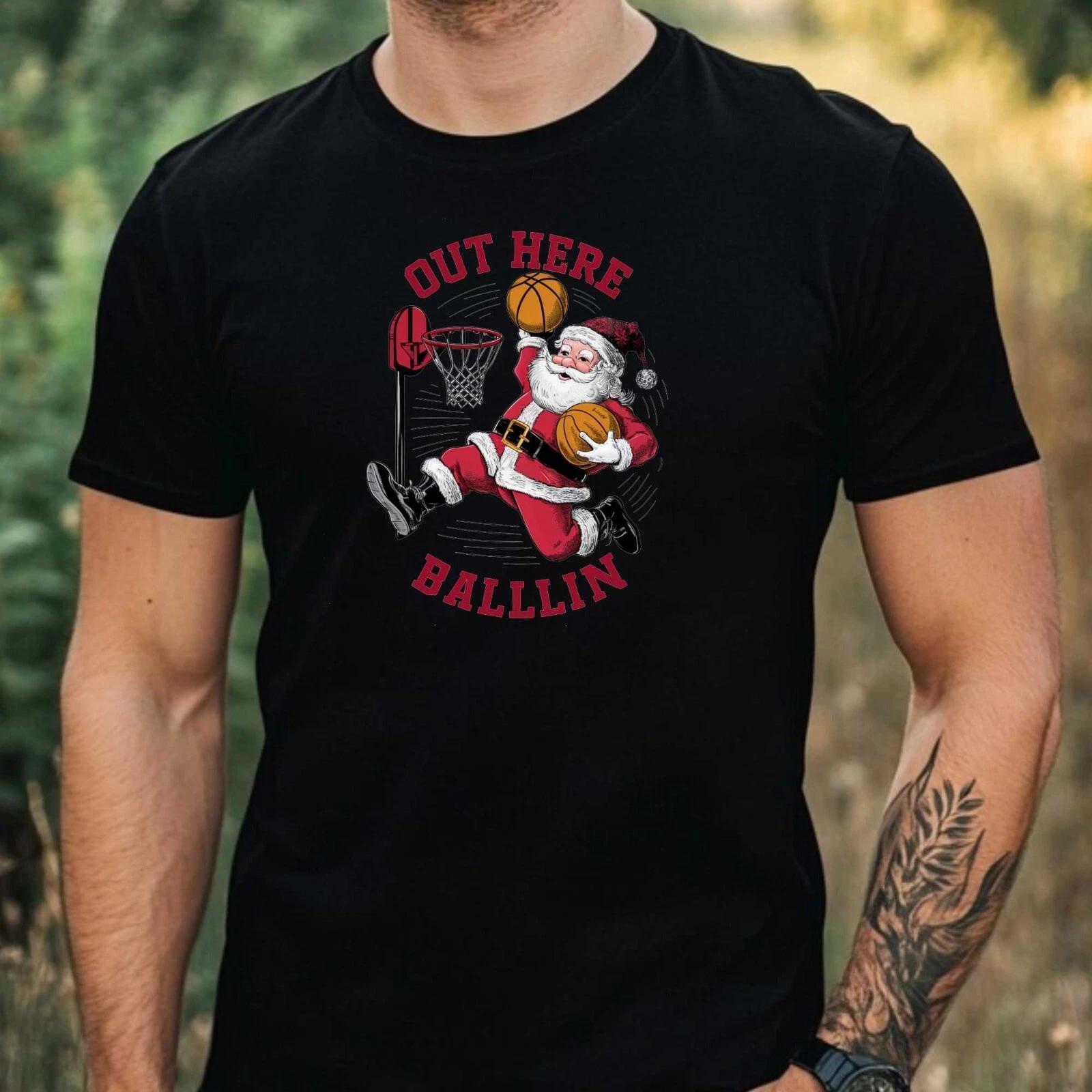 T-Shirt Herren Lustiger Weihnachtsmann Motiv Baumwolle Größe XS bis 5XL M