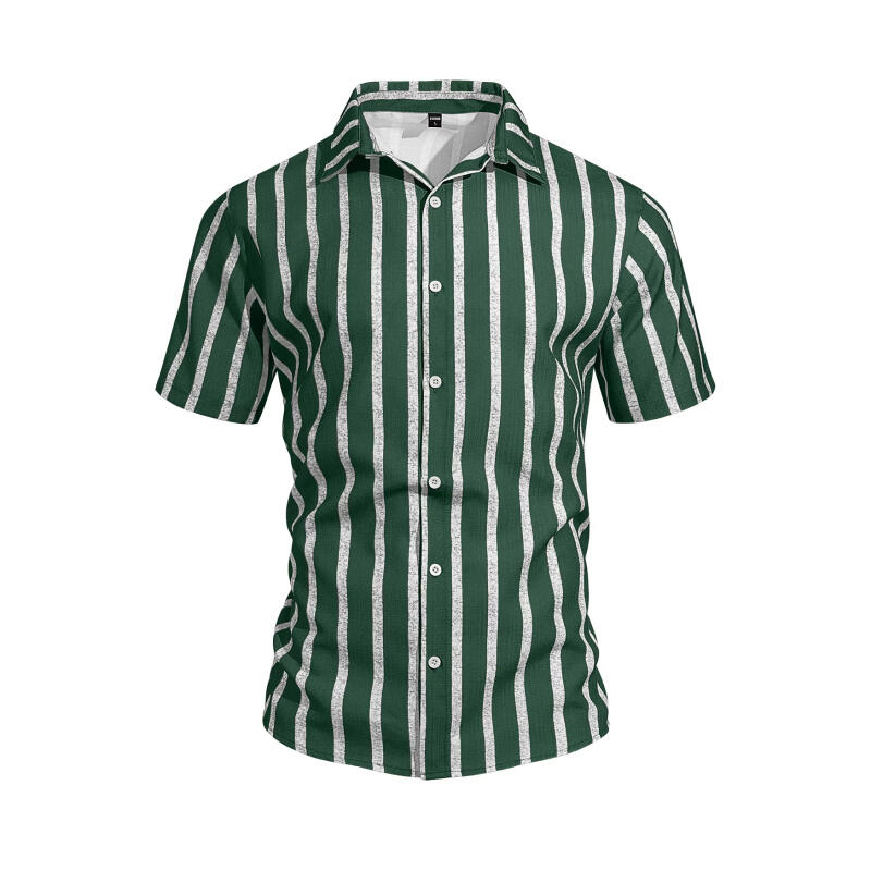 Summer Men's Fashion Striped Loose Short Sleeve Shirt Casual Breathable Lapel Button Shirts Soft and Comfortable Linen Blouse