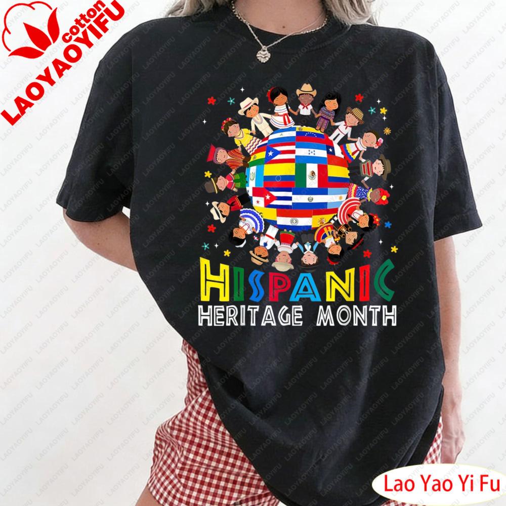 HERITAGE MONTH T Shirt Colorful Flag Print Clothes Womne Tee The Patterns of National Flags of Various Countries Clothes