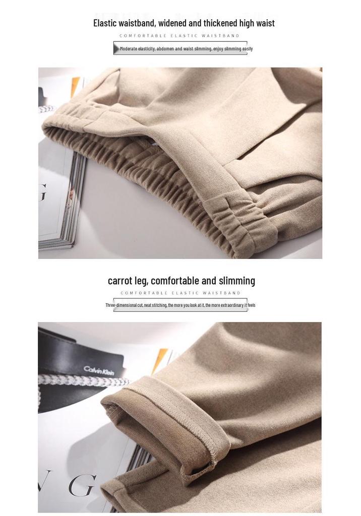 High-Waisted Woolen Carrot Pants for Women - Slimming, Loose-Fit, Casual Harem Style for Autumn and Winter