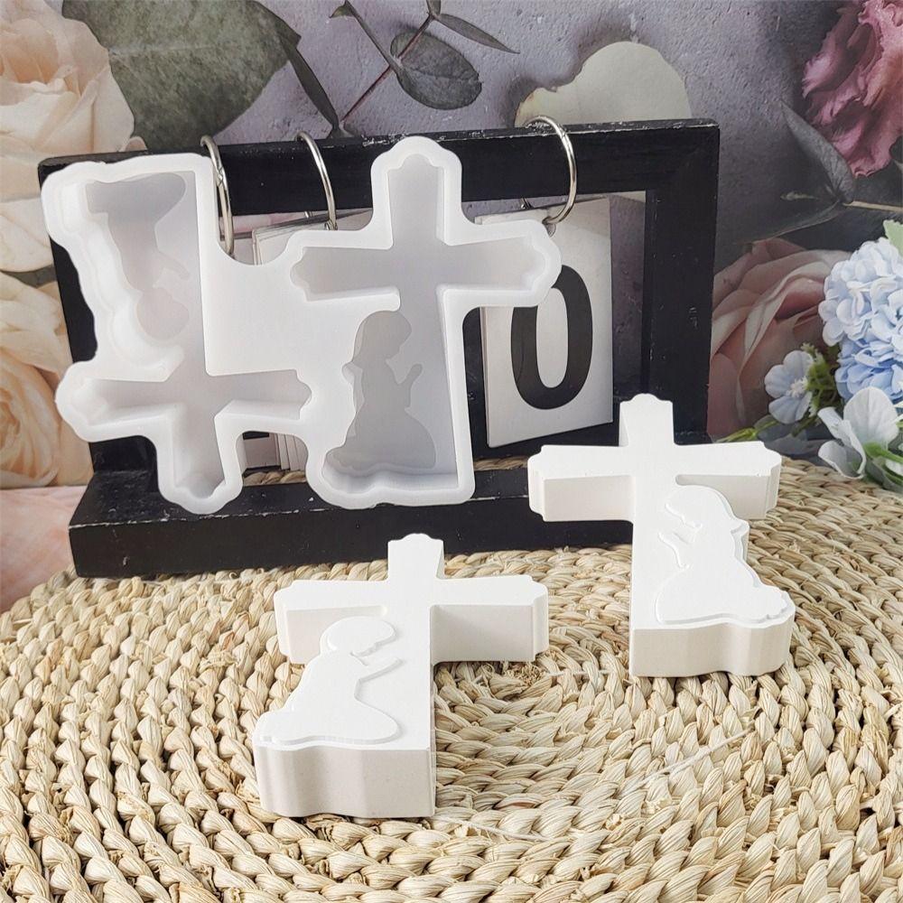 3D Boy Girl Cement Molds Handmade Cement Concrete Molds Cross Silicone Mold Home Table Decoration