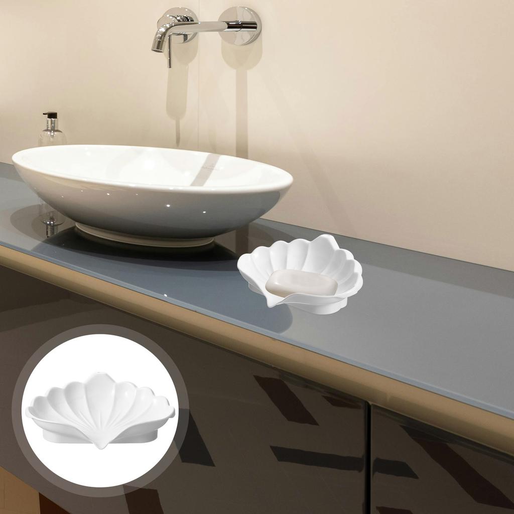 Portable Soap Dishes Shell Shaped Soap Dish Seashell Soap Holder Bathroom Soap Tray Soap Box Minimalist Design Non Slip Bottom