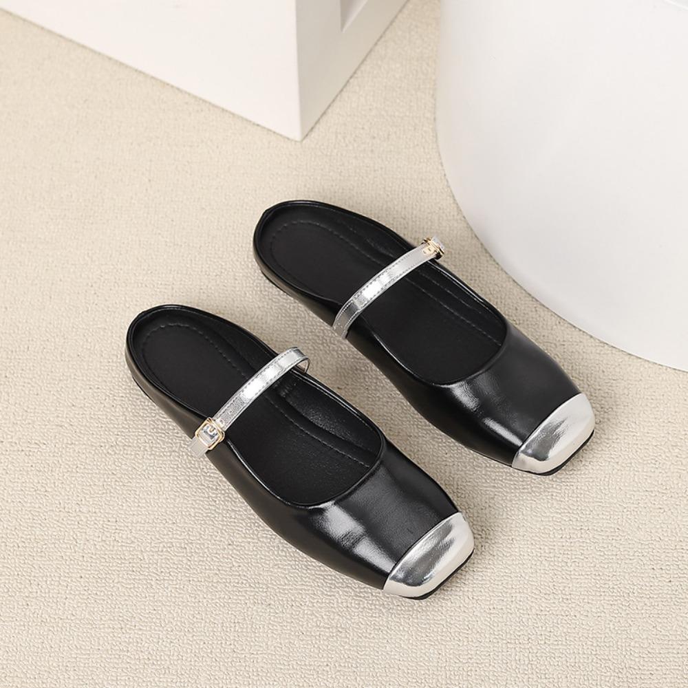 Damen Flache Hausschuhe Sommer Draußen Baotou Halbschuhe Damenschuhe Mode Frühling/Sommer Französische Flache Schuhe Damen Sandalen