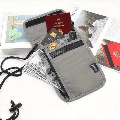 RFID Nylon Storage Bag Travel Document Card Passport Bag Neck Wallet Money Document Card Passport Pouch Storage Bag Anti-theft