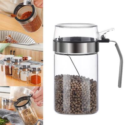Mini Clear Glass Spice Jar Container Set with Airtight Lids Spoon Glass Kitchen Storage Bottle Accessories
