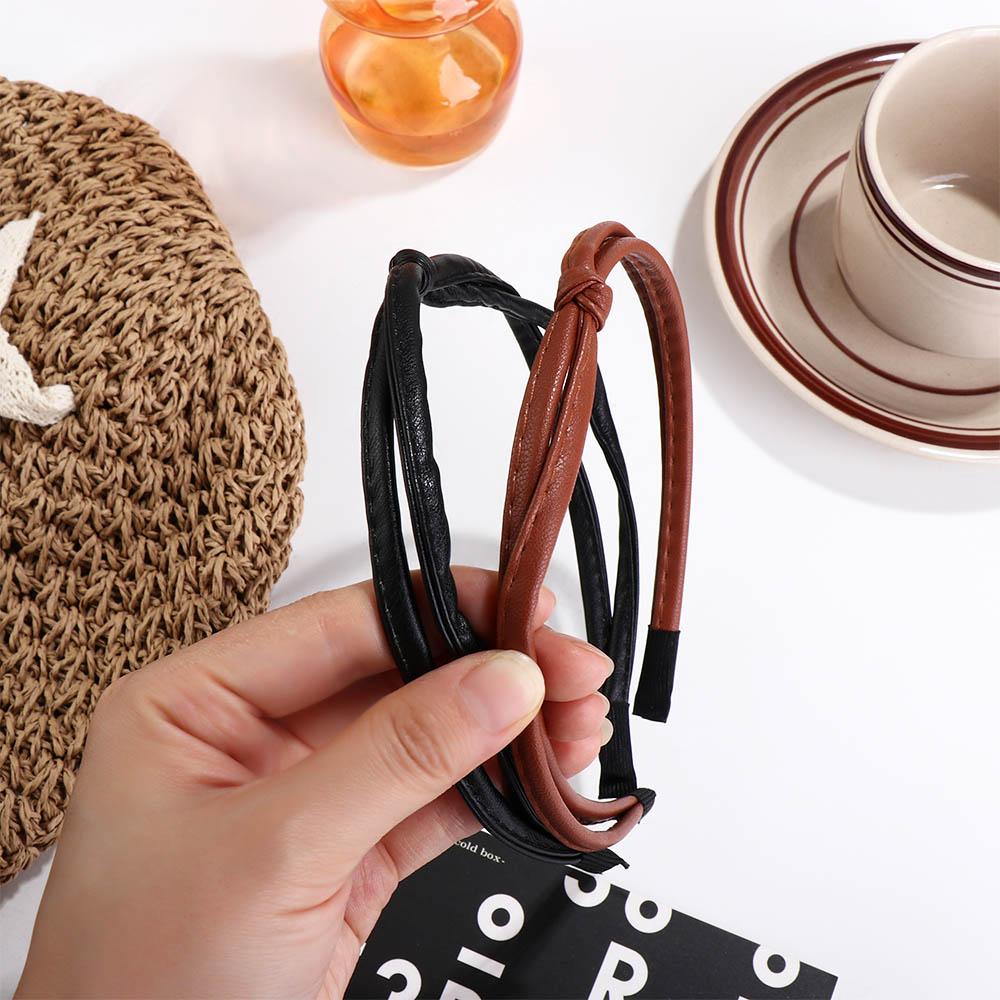 Hoop Women Hairpin PU Leather Headband Korean Style Headwear Thin Hair Band Female Hair Accessories