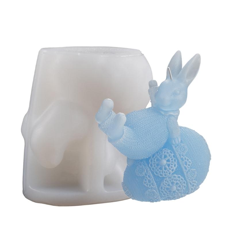 Candle Mold Aromatherapy Candle Mold 3D Bouncing Rabbit Plaster Epoxy Mold for DIY Crafts Soap Present Candle Making
