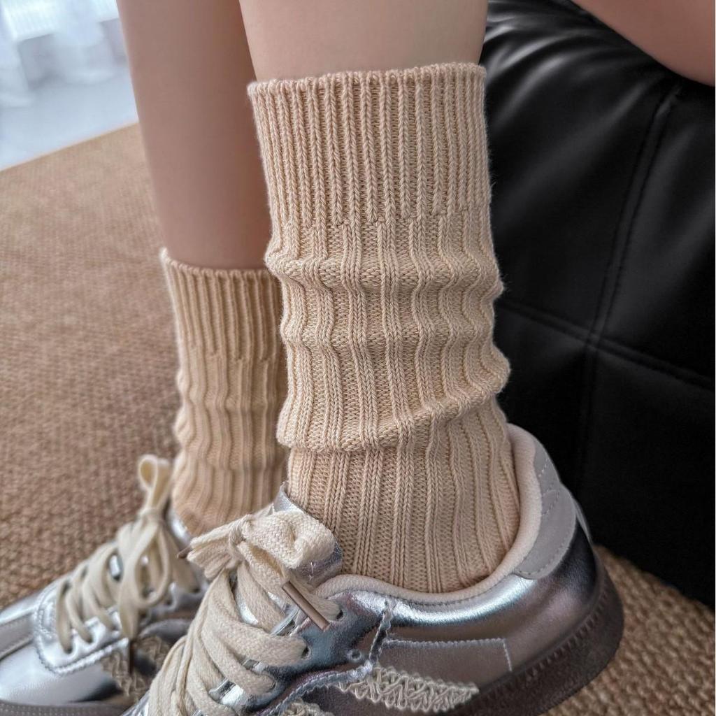 Birkenstock Women's Mid-Calf Wool Socks - Japanese Style, Thick Yarn, Knit, Trendy Autumn/Winter.