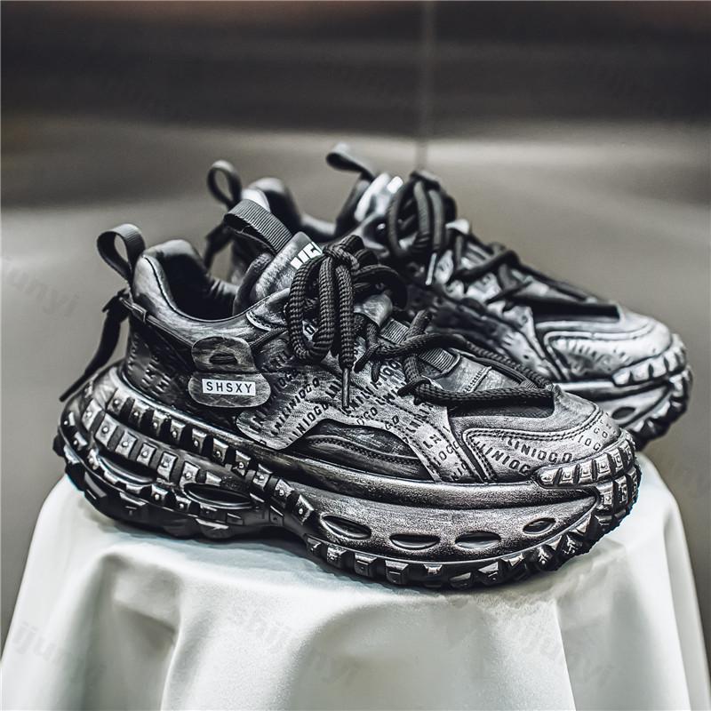 Fashion Men's Shoes 2025 Spring New Sports Wear-resistant Casual Shoes Fashion Height Increasing Comfortable Lace-up Platform Sneakers