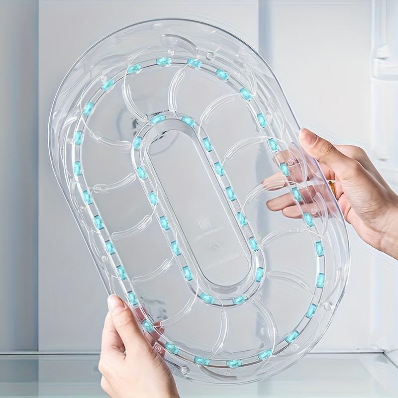360° Rotating Fridge Organizer with Removable Trays - Space-Saving Heavy-Duty Clear Plastic Refrigerator Shelf, Multi-Compartment Storage System