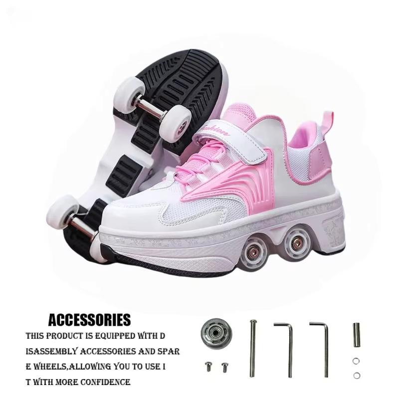 New Children's Sports Skates Deformation Shoes 4 Four-wheel Skates, Adult Runaway Shoes Student Deformation Wheel