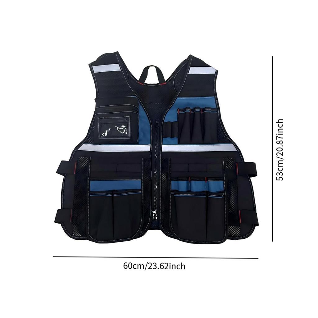 Electrician Work Vest Adjustable Utility Tool Organizer with Multiple Pockets Oxford Cloth Wear