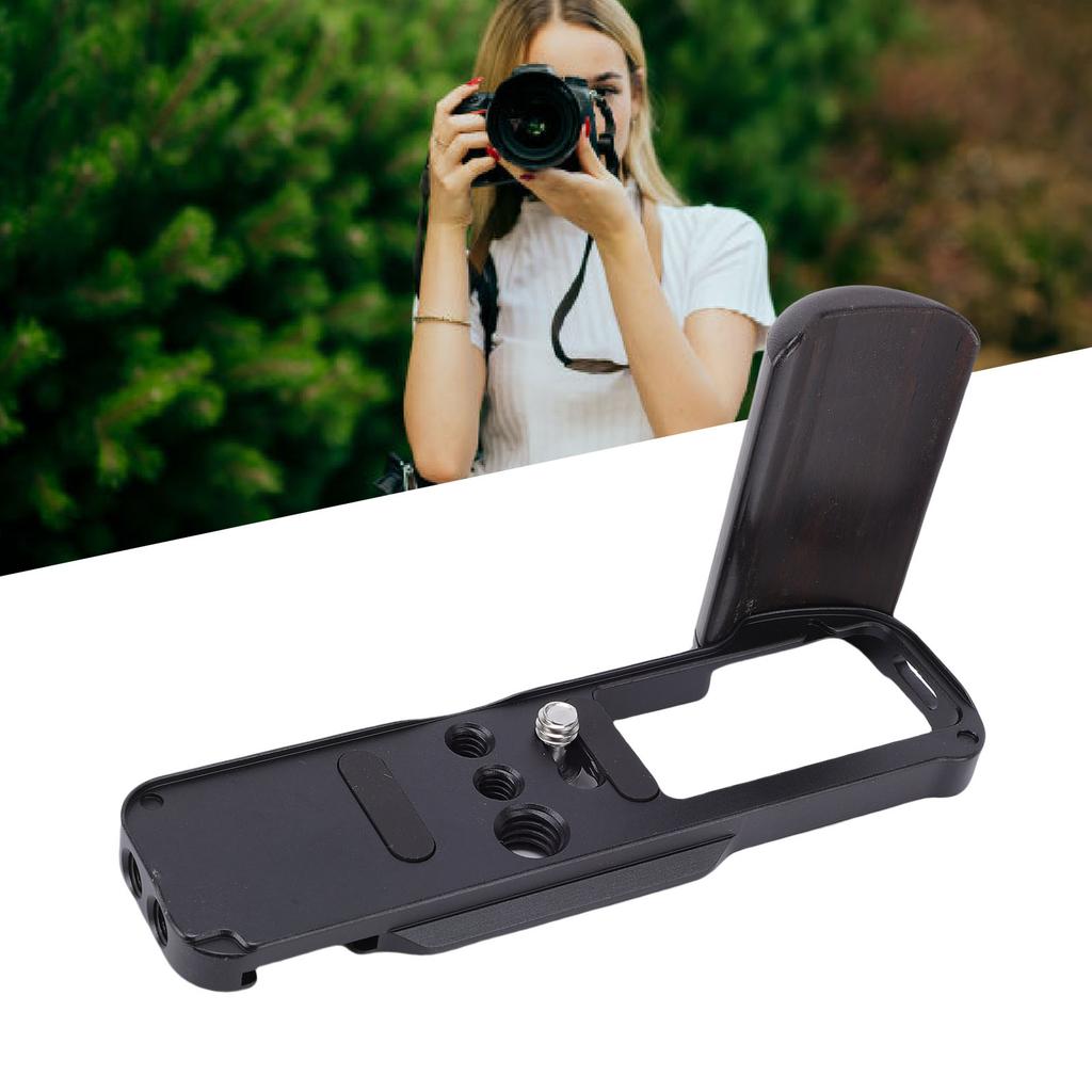 L Bracket Handgrip Fit for X 100VI Camera Aluminum L Shape Quick Release Plate with Wood Grip 1Celsius4 Inch Screw Hole