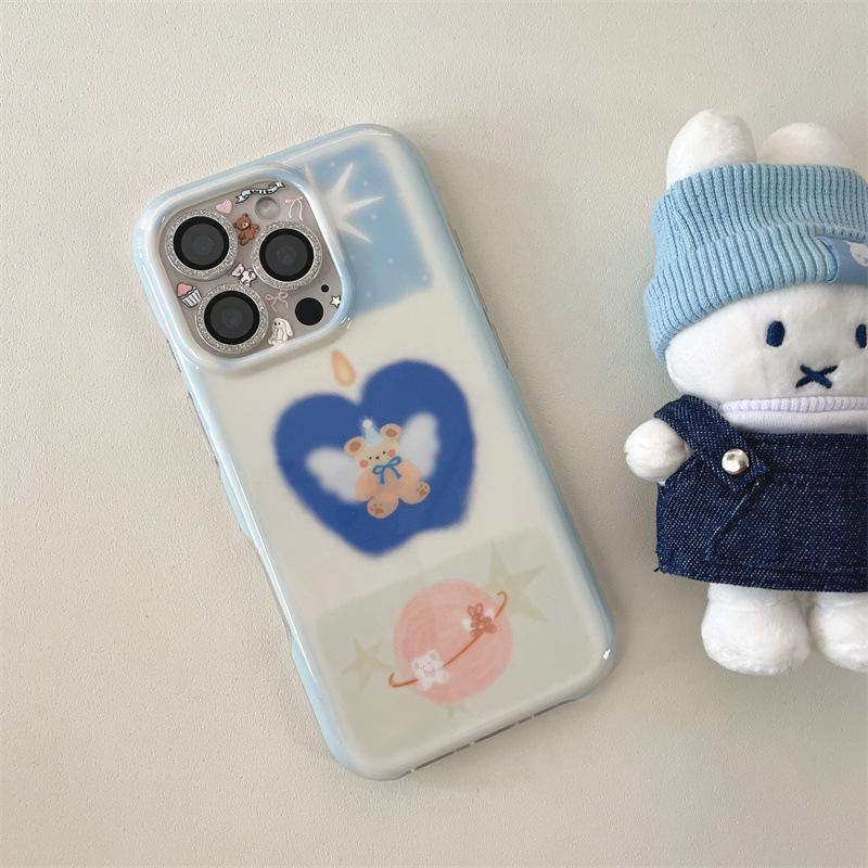 Artistic Angel Bear Wax Candle Phone Case for iPhone 17/16 Pro Max/15/14 - High-End Feel