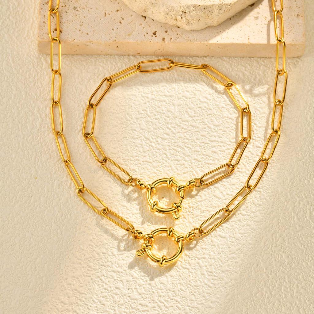 Small Square Chain Bubble Buckle Necklace Gold Color Stainless Steel Paper Clip Chain Necklaces for Women Fashion Jewelry Gift